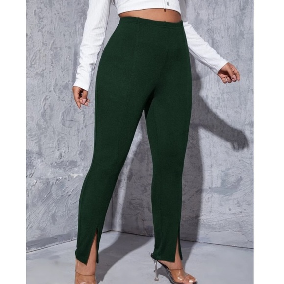 Plus size black stretchy split hem pants - Picture 9 of 15